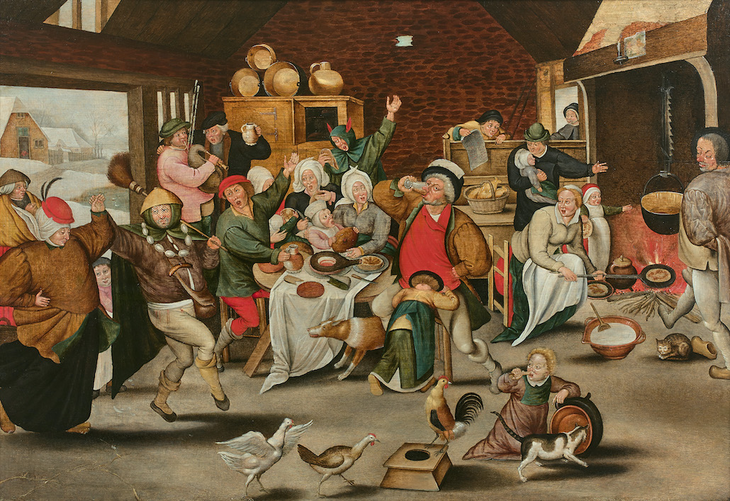 Pieter II BRUEGHEL, Le roi boit, Huile sur panneau de chêne © Artcurial